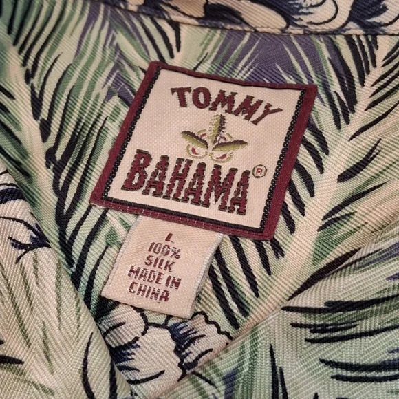 Tommy Bahama Silk Button-up Hawaiian Tropical Green Men Size Large - Picture 2 of 16